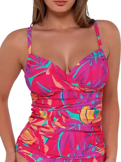 Sunsets Printed Serena Underwire Tankini Top In Oasis Sandbar Rib