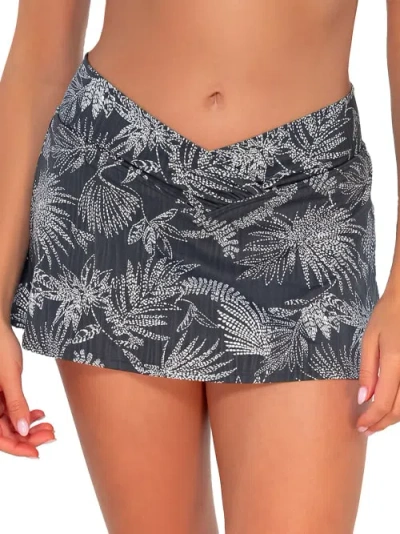 Sunsets Printed Summer Lovin' Skirted Bikini Bottom In Fanfare Seagrass