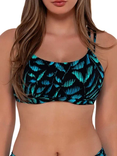 Sunsets Printed Taylor Underwire Bikini Top In Cascade Seagrass