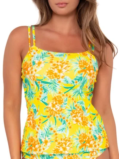 Sunsets Printed Taylor Underwire Tankini Top In Golden Tropics Rib