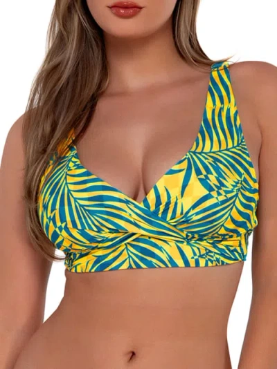 Sunsets Printed Underwire Wrap Bikini Top In Cabana