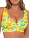 Sunsets Printed Underwire Wrap Bikini Top In Golden Tropics Rib