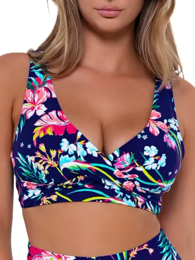 Sunsets Printed Underwire Wrap Bikini Top In Island Getaway