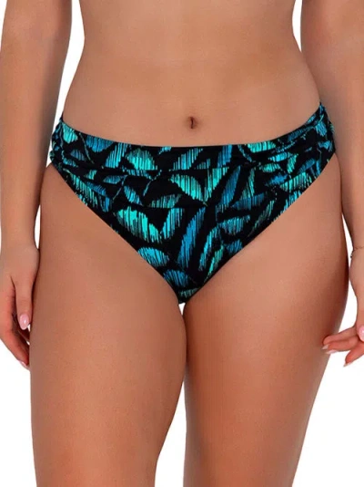 Sunsets Printed Unforgettable Bikini Bottom In Cascade Seagrass