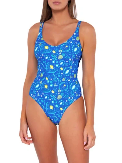 Sunsets Printed Veronica One-piece In Pineapple Grove