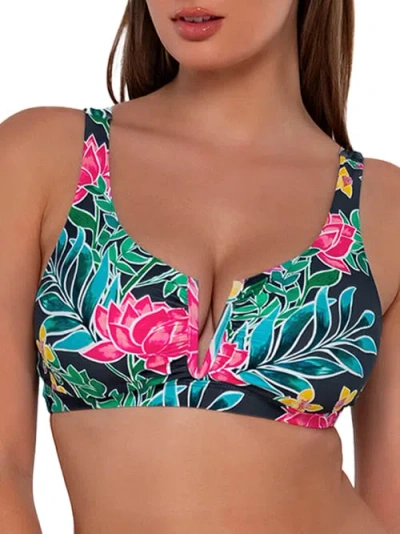 Sunsets Printed Vienna V-wire Bikini Top In Twilight Blooms