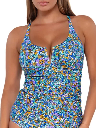 Sunsets Printed Zuri V-wire Underwire Tankini Top In Pansy Fields