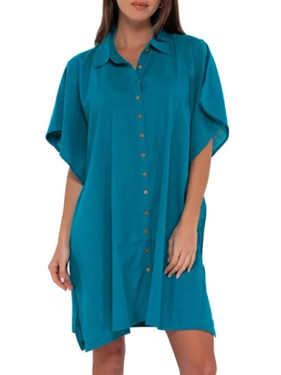 Sunsets Shore Thing Tunic Cover-up In Avalon Teal