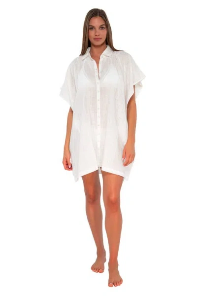 Sunsets Shore Thing Tunic In White Lily