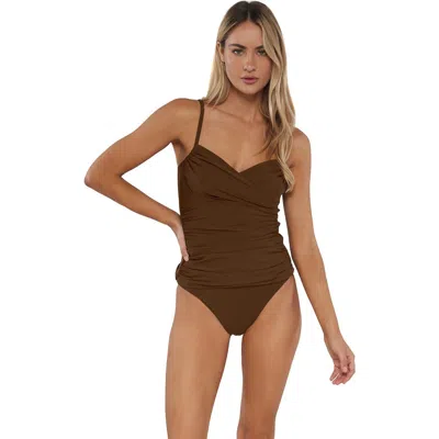 Sunsets Simone Tankini Swimsuit Top In Tiki Brown