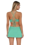 Sunsets Sporty Swim Skirt Bottoms In Aqua Mist Sandbar Rib