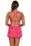 Sunsets Sporty Swim Skirt Bottoms In Blushing Palms Sandbar Rib