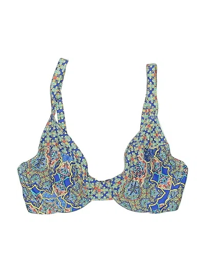 Pre-owned Sunsets Swimsuit Top Blue Paisley Pattern Swimwear