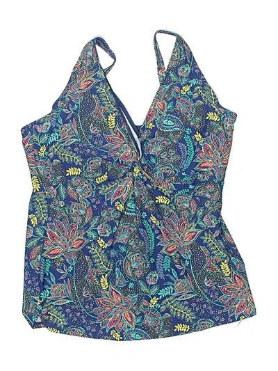 Pre-owned Sunsets Swimsuit Top Blue Paisley Pattern Swimwear