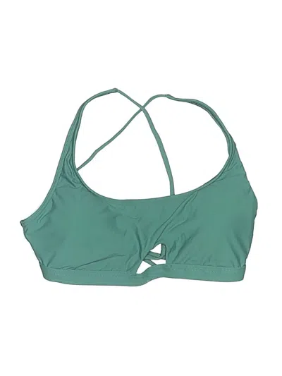 Pre-owned Sunsets Swimsuit Top Green Solid Pattern Scoop Neck Swimwear