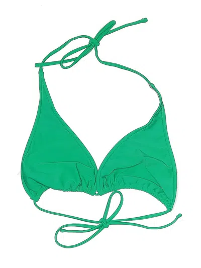 Pre-owned Sunsets Swimsuit Top Green Solid Pattern Swimwear