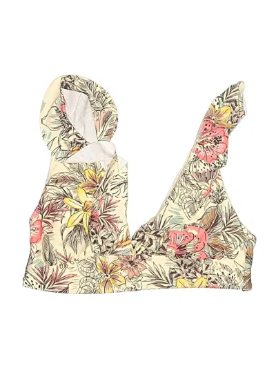 Pre-owned Sunsets Swimsuit Top Ivory Floral Pattern Swimwear