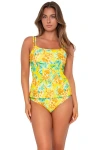 Sunsets Printed Taylor Underwire Tankini Top In Golden Tropics Sandbar Rib