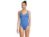 Sunsets Veronica Swimsuits Womens Harbor Blue Sandbar Rib One-piece Red349 In Blue