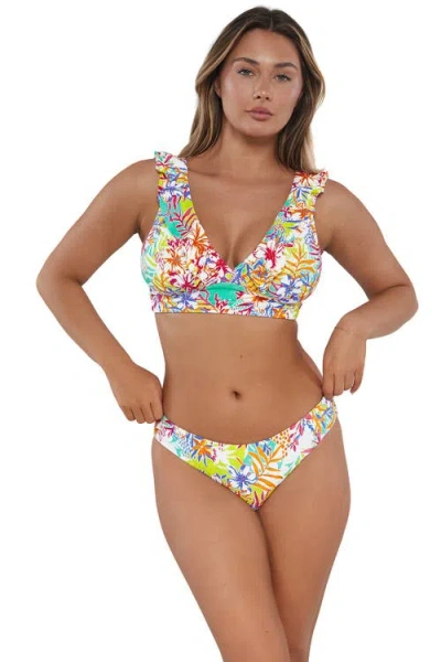 Sunsets Willa Wireless Bikini Swimsuit Top In Botanical Bliss Sandbar Rib