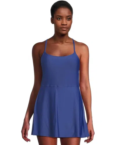 Sunsets Women's  Naomi Swim Dress Blue Stretch Adjustable Straps Red1086