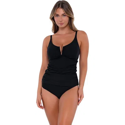 Sunsets Zuri V-wire Tankini Swimsuit Top In Black