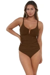 Sunsets Zuri V-wire Tankini Swimsuit Top In Brown