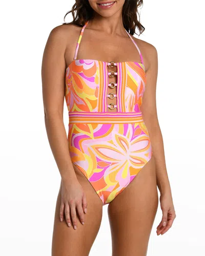Sunshine 79 Bandeau One-piece Swimsuit In Pink