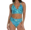 Sunshine 79 Boheme Paisley Banded Halter Swim Top & Hipster Bottoms Set In Blue In Blue