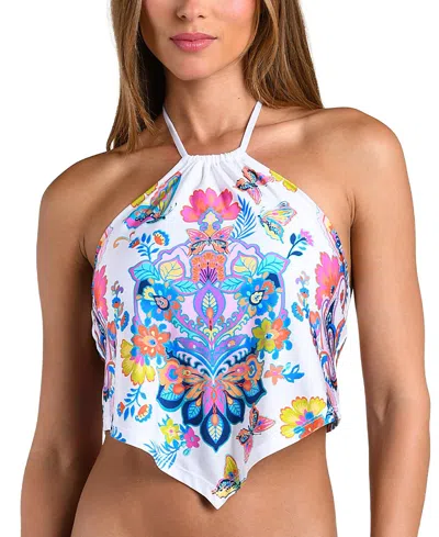 Sunshine 79 Butterfly High Midkini Top In White