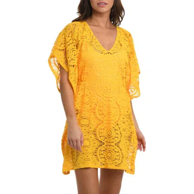 Sunshine 79 Crochet Cover-up Caftan In Yellow