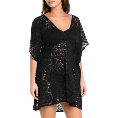 Sunshine 79 Crochet Cover-up Caftan In Black