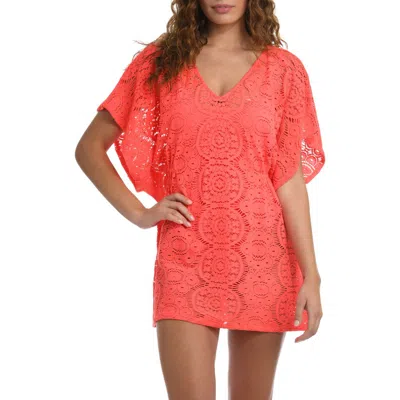 Sunshine 79 Crochet Cover-up Caftan In Red