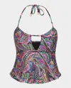 Sunshine 79 Disco Midkini Swim Top In Multi