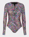 Sunshine 79 Disco Long Sleeve One-piece Rashguard Swimsuit In Multi