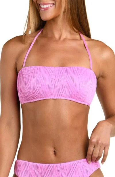 Sunshine 79 Ethereal Echo Jacquard Bandeau Bikini Top In Pink