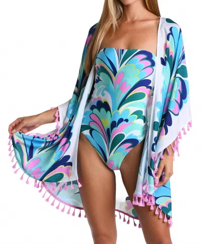 Sunshine 79 Far Out Short Kimono Swim Cover Up In Multi In Blue