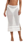 Sunshine 79 Flora Flair Open Stitch Cover-up Midi Skirt In White