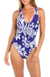 Sunshine 79 Flower V Plunge One-piece Swimsuit