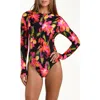 Sunshine 79 Floressence Long Sleeve One-piece Rashguard Swimsuit In Multi
