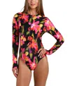 Sunshine 79 Floressence Long Sleeve One-piece Rashguard Swimsuit In Multi