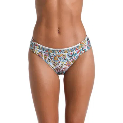 Sunshine 79 Glam Shirred Hipster Bikini Bottoms In Blue Multi