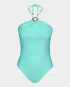 Sunshine 79 Gypset Halter One-piece Swimsuit In Seaglass