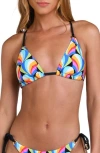 Sunshine 79 Hang Loose Slide Triangle Bikini Top In Multi