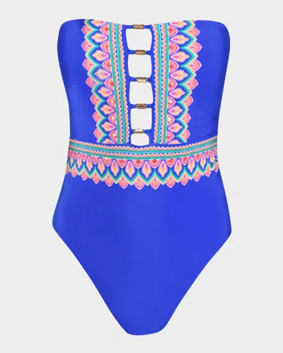 Sunshine 79 Jewel Bandeau One-piece Swimsuit In Marina