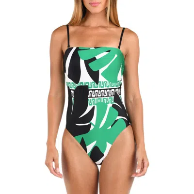 Sunshine 79 Monstera Bandeau One-piece Swimsuit In Multi