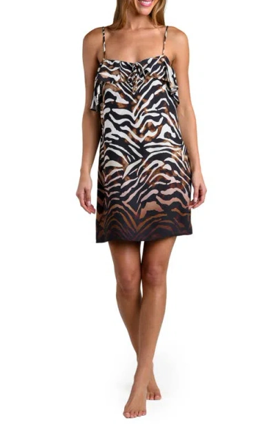 Sunshine 79 Nightlife Print Cover-up Minidress In Black