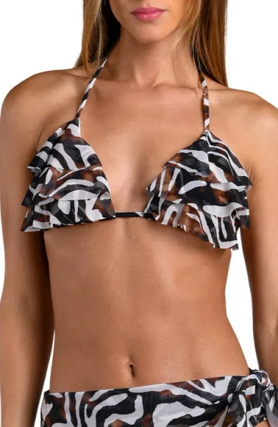 Sunshine 79 Nightlife Ruffle Triangle Bikini Top In Multi