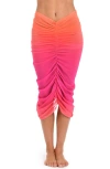Sunshine 79 Ombré Illusions Ruched Convertible Cover-up Skirt In Pink
