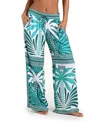 Sunshine 79 Patchwork Palms Cover-up Wide Leg Pants In Blue